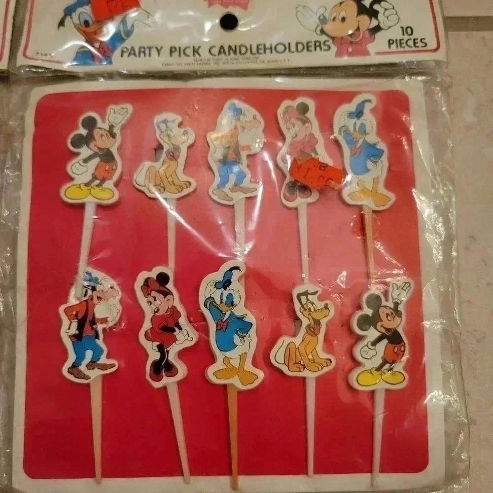 Vintage Disney Party Pick Candleholders Birthday Cake Cupcake 20